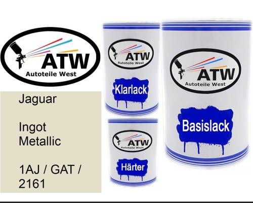 Jaguar, Ingot Metallic, 1AJ / GAT / 2161: 500ml Lackdose + 500ml Klarlack + 250ml Härter - Set, von ATW Autoteile West.
